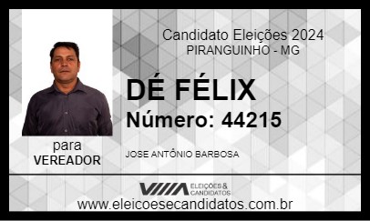 Candidato DÉ FÉLIX 2024 - PIRANGUINHO - Eleições