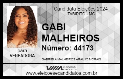 Candidato GABI MALHEIROS 2024 - ITABIRITO - Eleições