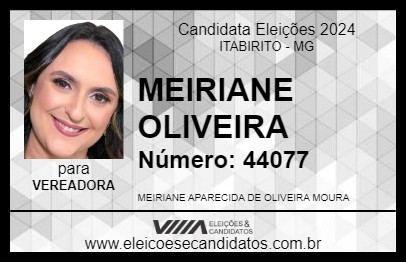 Candidato MEIRIANE OLIVEIRA 2024 - ITABIRITO - Eleições