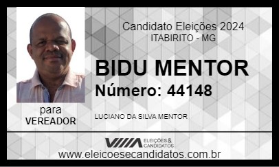 Candidato BIDU MENTOR 2024 - ITABIRITO - Eleições