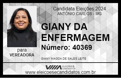 Candidato GIANY DA ENFERMAGEM 2024 - ANTÔNIO CARLOS - Eleições