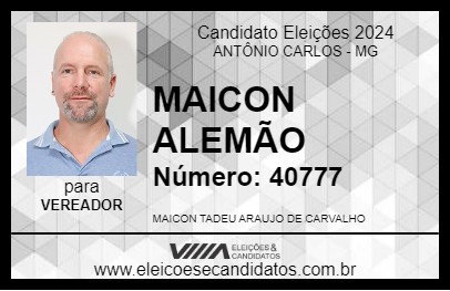 Candidato MAICON ALEMÃO 2024 - ANTÔNIO CARLOS - Eleições