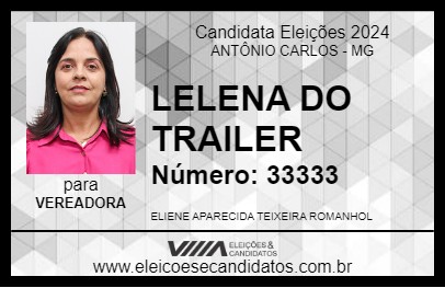 Candidato LELENA DO TRAILER 2024 - ANTÔNIO CARLOS - Eleições