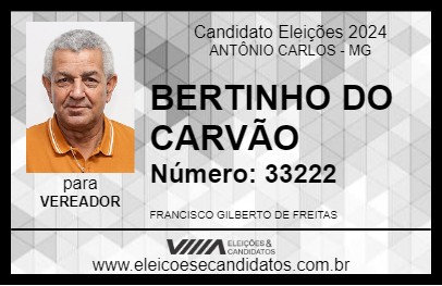 Candidato BERTINHO DO CARVÃO 2024 - ANTÔNIO CARLOS - Eleições