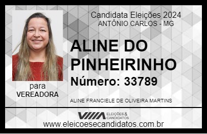 Candidato ALINE DO PINHEIRINHO 2024 - ANTÔNIO CARLOS - Eleições