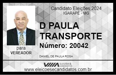 Candidato D PAULA TRANSPORTE 2024 - IGARAPÉ - Eleições