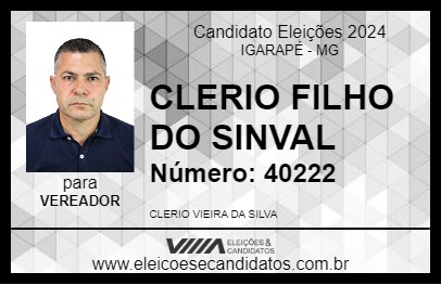 Candidato CLERIO FILHO DO SINVAL 2024 - IGARAPÉ - Eleições