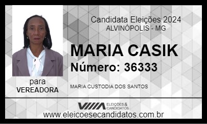 Candidato MARIA CASIK 2024 - ALVINÓPOLIS - Eleições