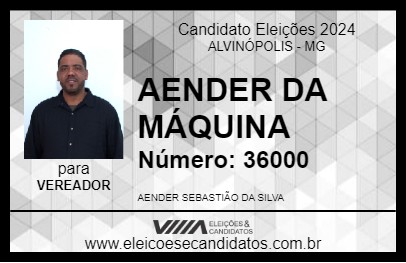 Candidato AENDER DA MÁQUINA 2024 - ALVINÓPOLIS - Eleições