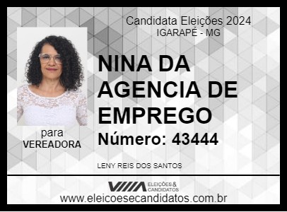 Candidato NINA DA AGENCIA DE EMPREGO 2024 - IGARAPÉ - Eleições