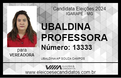 Candidato UBALDINA PROFESSORA 2024 - IGARAPÉ - Eleições