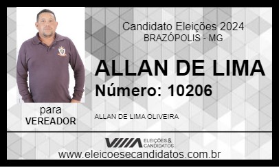 Candidato ALLAN DE LIMA 2024 - BRAZÓPOLIS - Eleições