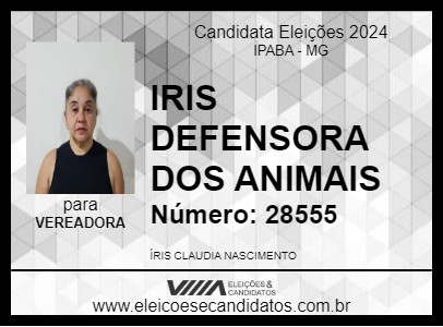 Candidato IRIS DEFENSORA DOS ANIMAIS 2024 - IPABA - Eleições