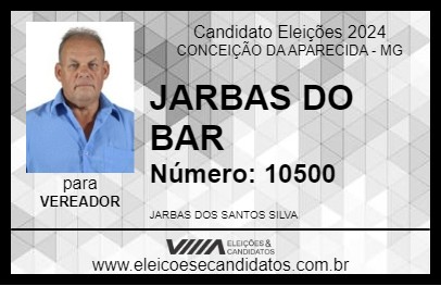 Candidato JARBAS DO BAR 2024 - CONCEIÇÃO DA APARECIDA - Eleições