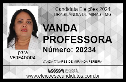 Candidato VANDA PROFESSORA 2024 - BRASILÂNDIA DE MINAS - Eleições