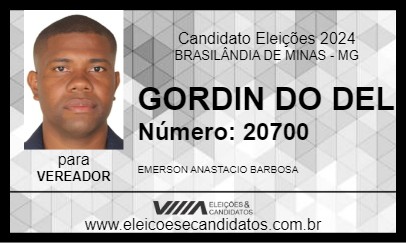 Candidato GORDIN DO DEL 2024 - BRASILÂNDIA DE MINAS - Eleições