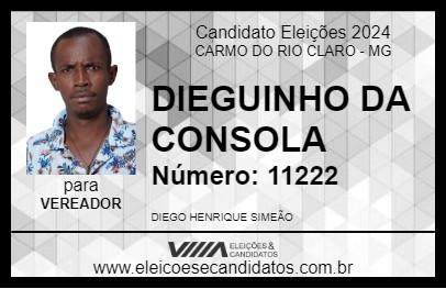 Candidato DIEGUINHO DA CONSOLA 2024 - CARMO DO RIO CLARO - Eleições