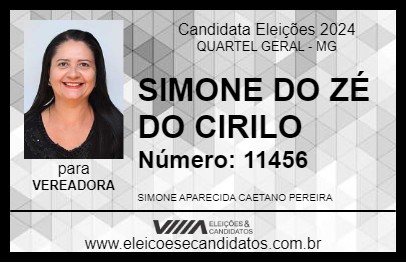 Candidato SIMONE DO ZÉ DO CIRILO 2024 - QUARTEL GERAL - Eleições