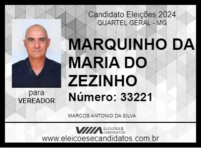 Candidato MARQUINHO DA MARIA DO ZEZINHO 2024 - QUARTEL GERAL - Eleições