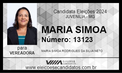 Candidato MARIA SIMOA 2024 - JUVENÍLIA - Eleições