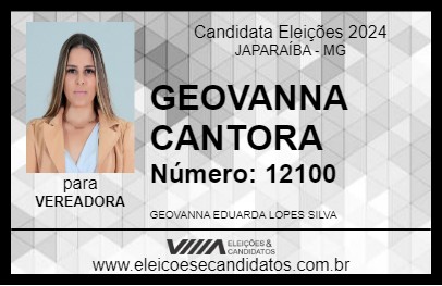 Candidato GEOVANNA CANTORA 2024 - JAPARAÍBA - Eleições