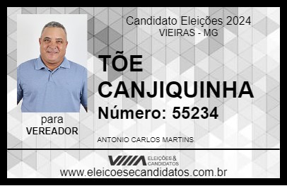 Candidato TÕE CANJIQUINHA 2024 - VIEIRAS - Eleições