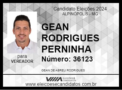 Candidato GEAN RODRIGUES PERNINHA 2024 - ALPINÓPOLIS - Eleições