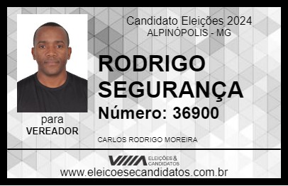 Candidato RODRIGO SEGURANÇA 2024 - ALPINÓPOLIS - Eleições