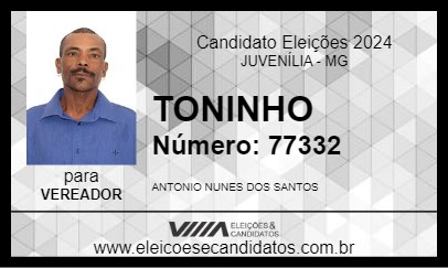 Candidato TONINHO 2024 - JUVENÍLIA - Eleições