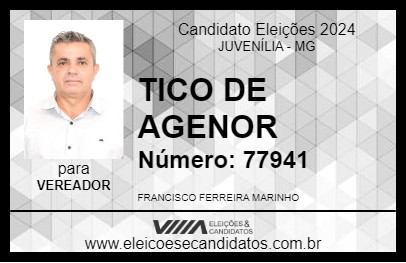 Candidato TICO DE AGENOR 2024 - JUVENÍLIA - Eleições