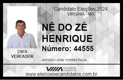 Candidato NÊ DO ZÉ HENRIQUE 2024 - VIRGÍNIA - Eleições