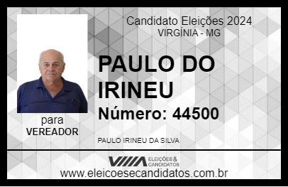 Candidato PAULO DO IRINEU 2024 - VIRGÍNIA - Eleições