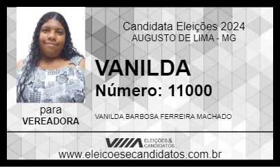 Candidato VANILDA 2024 - AUGUSTO DE LIMA - Eleições