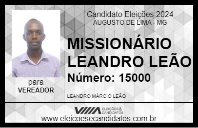 Candidato MISSIONÁRIO LEANDRO LEÃO 2024 - AUGUSTO DE LIMA - Eleições