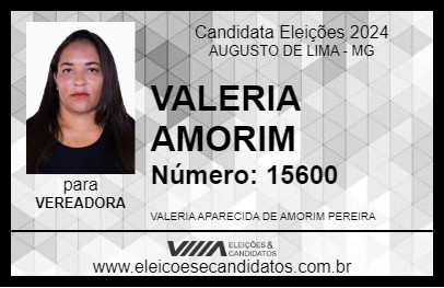 Candidato VALERIA AMORIM 2024 - AUGUSTO DE LIMA - Eleições