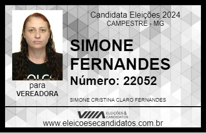 Candidato SIMONE FERNANDES 2024 - CAMPESTRE - Eleições