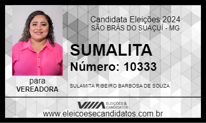 Candidato SULAMITA 2024 - SÃO BRÁS DO SUAÇUÍ - Eleições