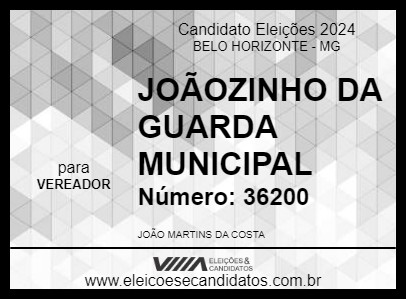 Candidato JOÃOZINHO DA GUARDA MUNICIPAL 2024 - BELO HORIZONTE - Eleições