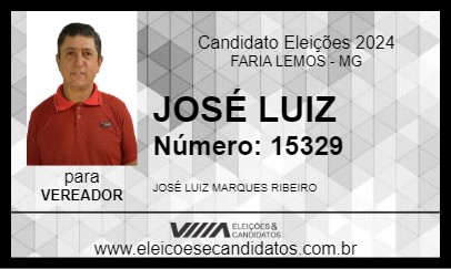 Candidato JOSÉ LUIZ 2024 - FARIA LEMOS - Eleições