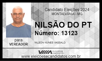 Candidato NILSÃO DO PT 2024 - MONTALVÂNIA - Eleições