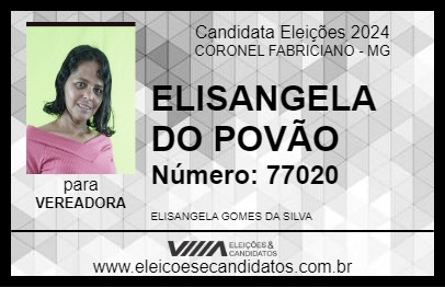 Candidato ELISANGELA DO POVÃO 2024 - CORONEL FABRICIANO - Eleições