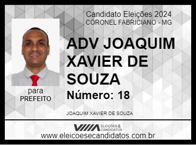 Candidato ADV JOAQUIM XAVIER DE SOUZA 2024 - CORONEL FABRICIANO - Eleições