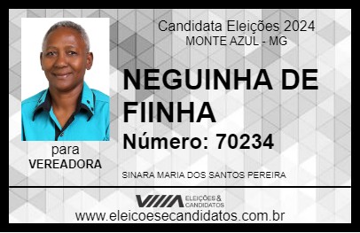 Candidato NEGUINHA DE FIINHA 2024 - MONTE AZUL - Eleições