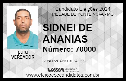 Candidato SIDNEI DE ANANIAS 2024 - PIEDADE DE PONTE NOVA - Eleições