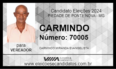 Candidato CARMINDO 2024 - PIEDADE DE PONTE NOVA - Eleições