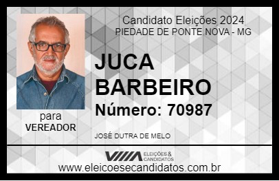 Candidato JUCA BARBEIRO 2024 - PIEDADE DE PONTE NOVA - Eleições