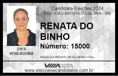 Candidato RENATA DO BINHO 2024 - SÃO JOÃO BATISTA DO GLÓRIA - Eleições