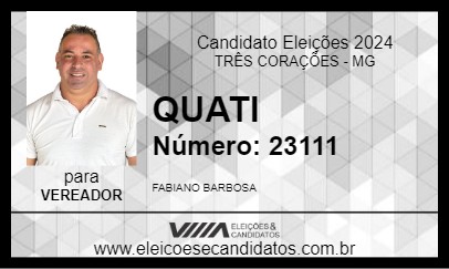 Candidato QUATI 2024 - TRÊS CORAÇÕES - Eleições