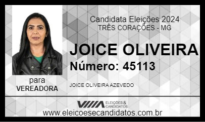 Candidato JOICE OLIVEIRA 2024 - TRÊS CORAÇÕES - Eleições