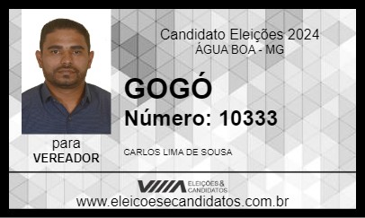 Candidato GOGÓ 2024 - ÁGUA BOA - Eleições